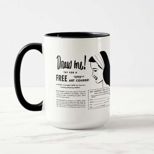 Draw Me - Vintage Art School Teckningstävling Mugg (Vänster)
