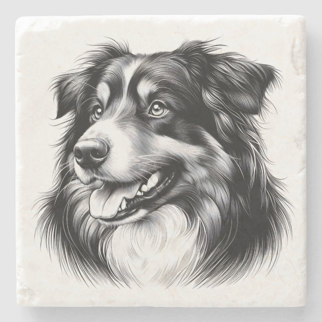 Drawing Australian Shepherd Stenunderlägg (Framsidan)