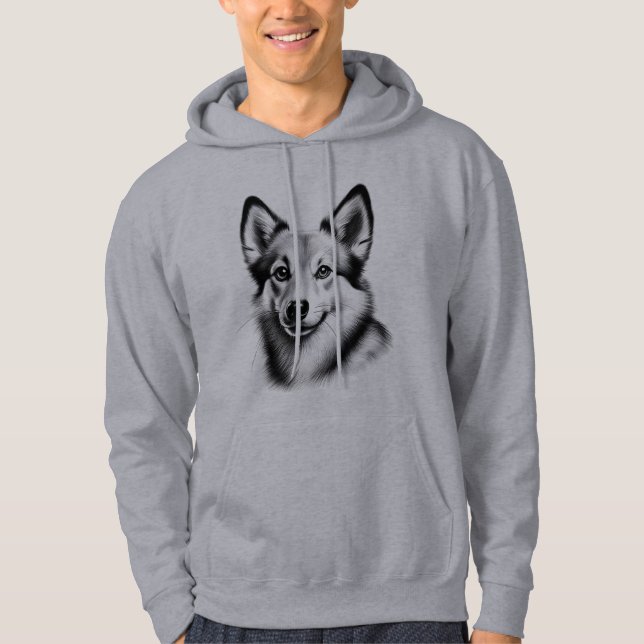 Drawing Norwegian Lundehund Hoodie (Framsida)
