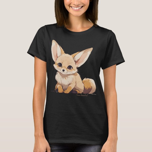 Drawing of a Fennec, Desert Fox, in Cartoon style T Shirt (Framsida)
