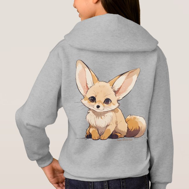 Drawing of a Fennec, Desert Fox, in Cartoon style T Shirt (Baksida)