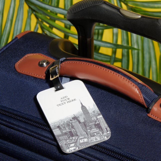 Drawing of New York City Landscape Custom Bagagebricka (Framsida Insitu 1)