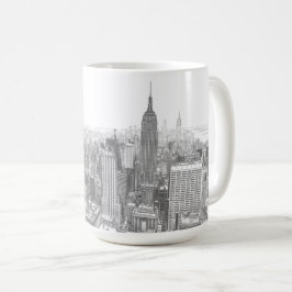 Drawing of New York City Landscape Kaffemugg