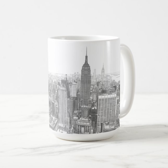 Drawing of New York City Landscape Kaffemugg (Framsida höger)