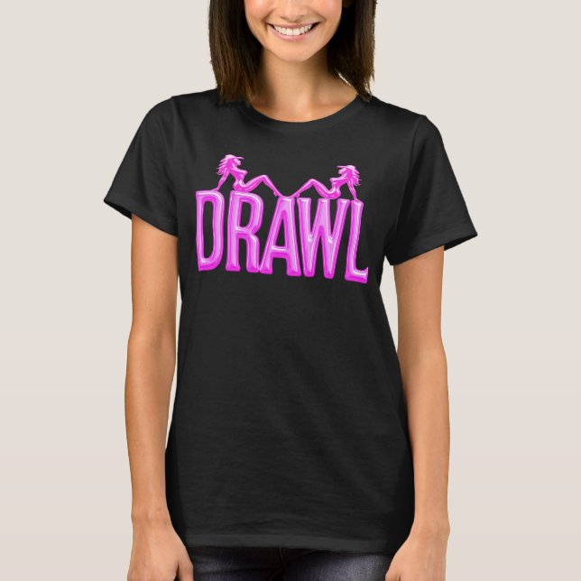 Drawl Mudflaps Dam Mörk T-Shirt (Framsida)