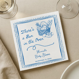 Drawn Blue Bun in the Oven Baby Shower Party Pappersservett