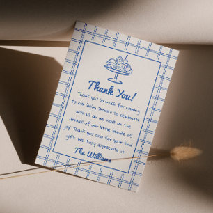 Drawn Blue Fånig Goose Gingham Boy Shower Tack Kort