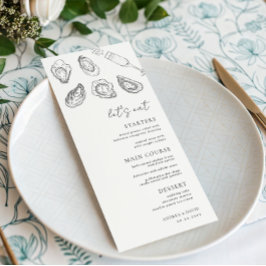 Drawn Champagne Oysters Låt oss Eat White Bröllop Meny