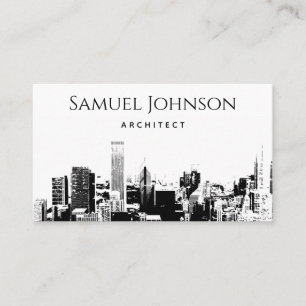 Drawn City Skyline Uptown Downtown Architect Visitkort