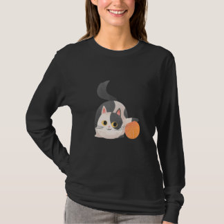 Drawn Cute Cat Playing T Shirt