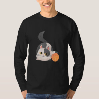 Drawn Cute Cat Playing T Shirt