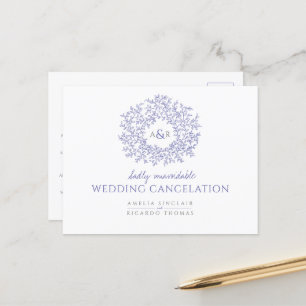 drawn leaf monogram wedding cancelation meddelande vykort