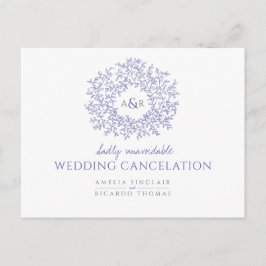 drawn leaf monogram wedding cancelation meddelande vykort