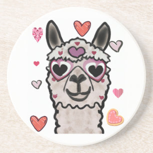 Drawn llama med hjärta öga underlägg
