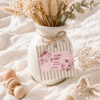 Drawn Locally Grown Farmer's Market Pink Gåvor Etiketter