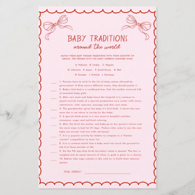 Drawn Pink Red Bow Baby Traditions Christmas Game (Framsida)