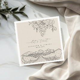 Drawn Vineyard Winery Låt oss Toast Tuscany Bröllo Pappersservett