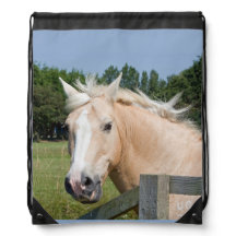 Drawstring Backpack med Palomino Horse, Western