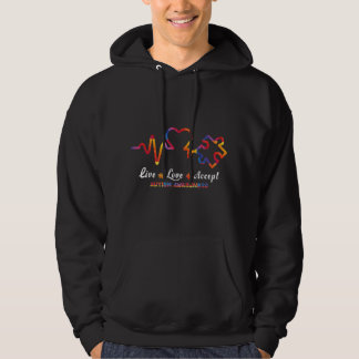 Drawstring closurelive, kärlek, accept, autism, aw hoodie