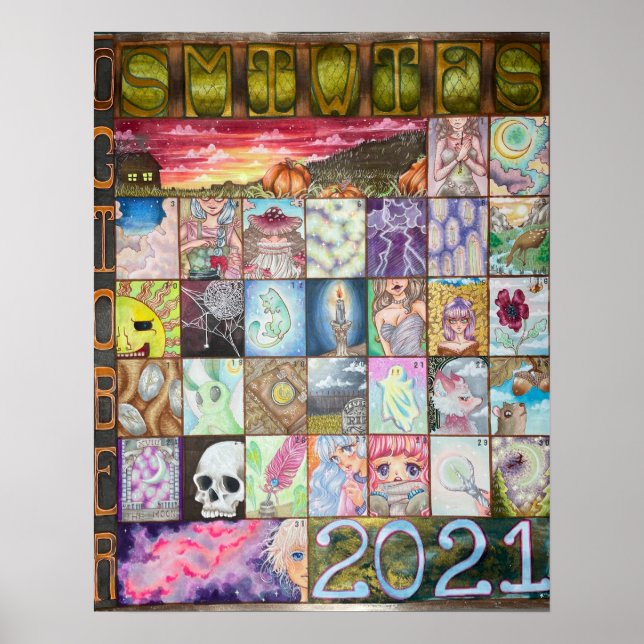 Drawtober 2021 kalenderposter poster (Framsidan)