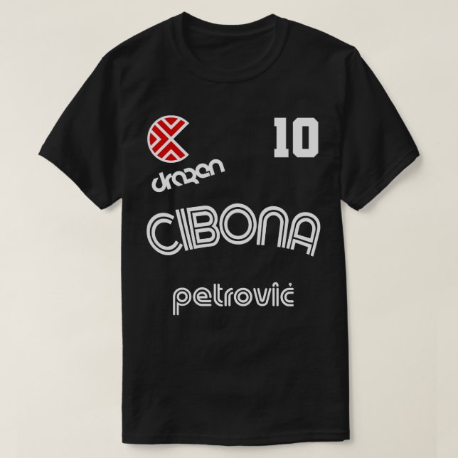 Drazen Petrovic Retro Kroatien Basketball Jersey T Shirt (Design framsida)