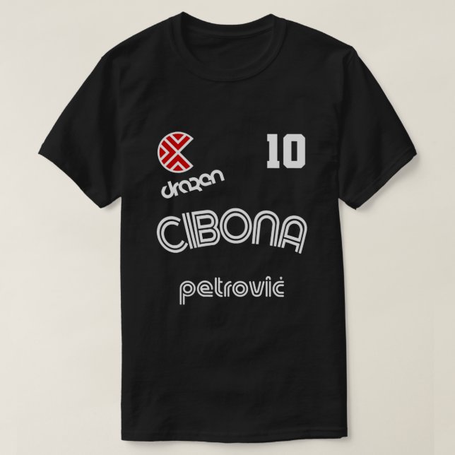 Drazen Petrovic Retro Kroatien Basketball Jersey T Shirt (Design framsida)