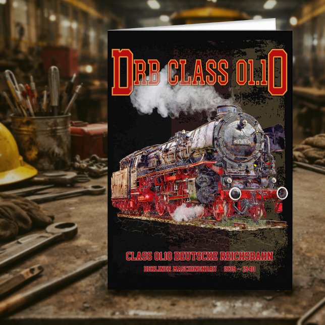 DRB Class 01.10 Steam Train. Deutsche Reichsbahn Tack Kort (DRB Class 01.10 Steam Train. Deutsche Reichsbahn. Thank You Card)