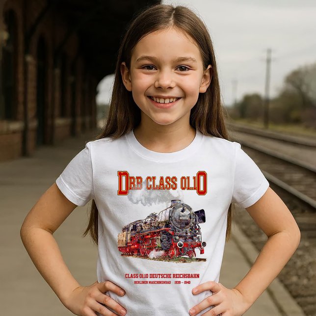 DRB Klass 01.10 Ånglok. Deutsche Reichsbahn T Shirt (DRB Class 01.10 Steam Train. Deutsche Reichsbahn. Girl Basic T-Shirt)