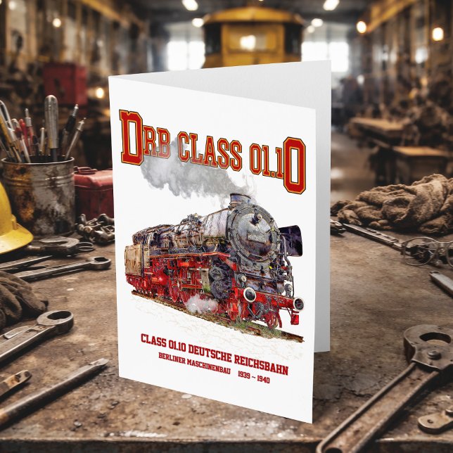 DRB Klass 01.10 Ånglok. Deutsche Reichsbahn Tack Kort (DRB Class 01.10 Steam Train. Deutsche Reichsbahn. Thank You Card )