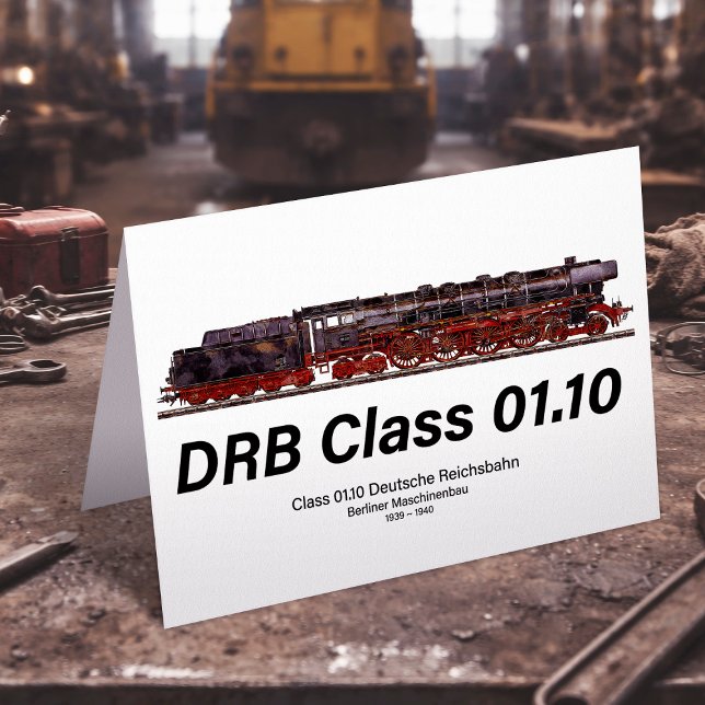 DRB Klass 01.10 Deutsche Reichsbahn Ånglok Tack Kort (DRB Class 01.10 Deutsche Reichsbahn Steam Train. Thank You Card)