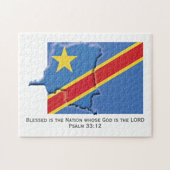 DRC CONGO | Blad nation | CONGOLESE FLAGGA Pussel (Horisontell)