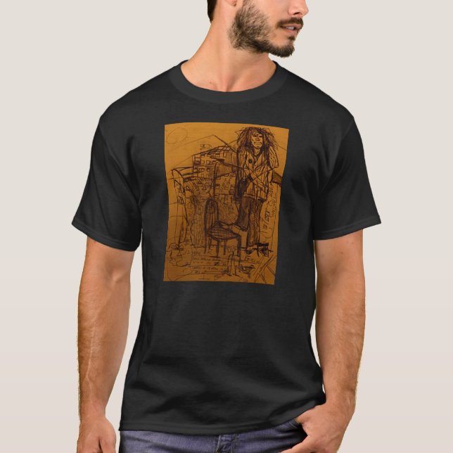 DREAD VÄNTAR PÅ EN SHOE SHINE T-SHIRT (Framsida)