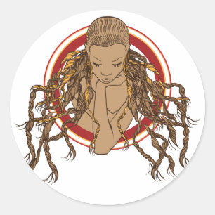 Dreadlock flicka runt klistermärke