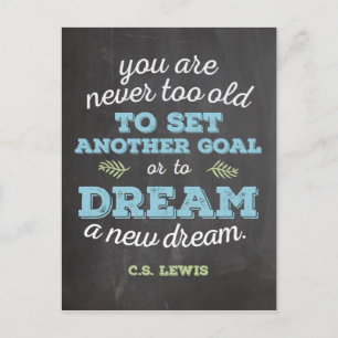 Dream a New Dream CS Lewis Quote Chalkboard Vykort