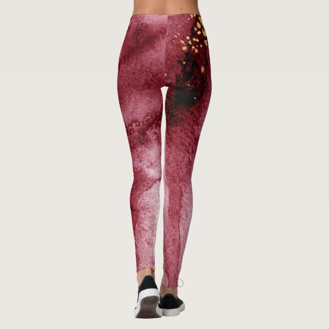 Dream, äggplanta, guld plutsad aktiveduk leggings (Baksida)