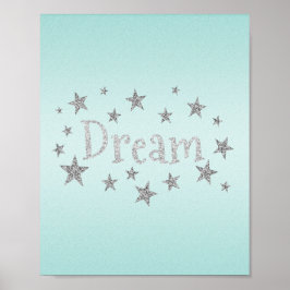 Dream Aqua med Silver Glitter Poster