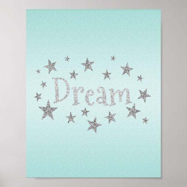Dream Aqua med Silver Glitter Poster (Framsidan)