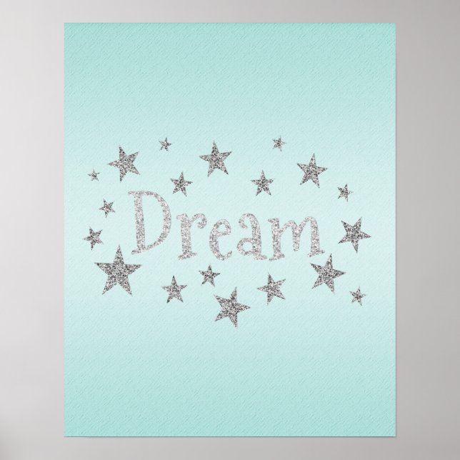 Dream Aqua med Silver Glitter Poster (Framsidan)