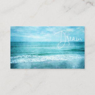 Dream Beach Quote Teal Blue Ocean Citat Visitkort