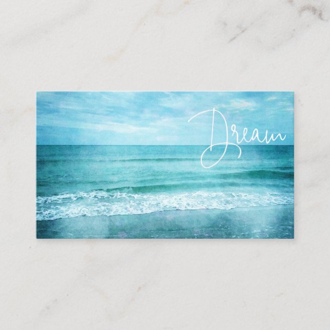 Dream Beach Quote Teal Blue Ocean Citat Visitkort (Framsida)