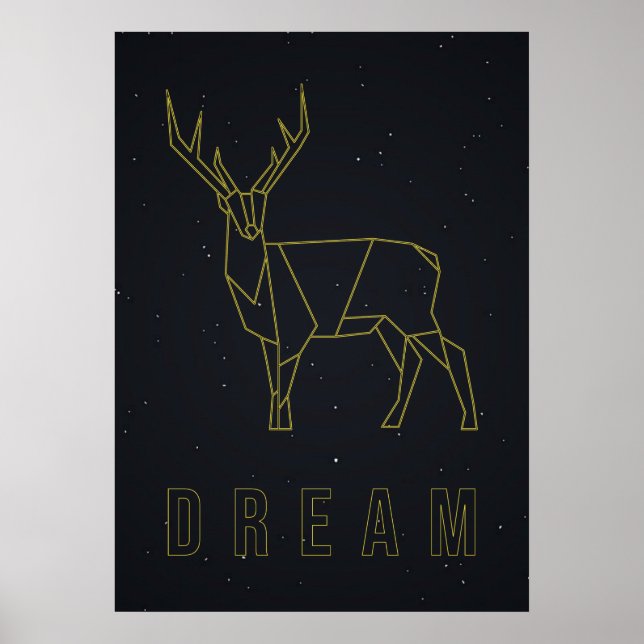 Dream-bekräftelse poster gult origami-hjort (Framsidan)