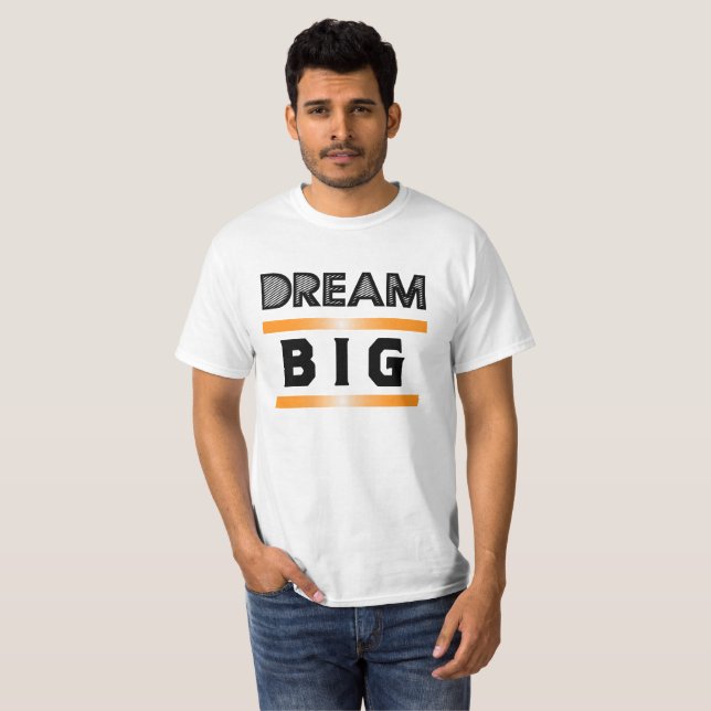 Dream Big Abstract Orange Horizontal Banner T Shirt (Hel framsida)
