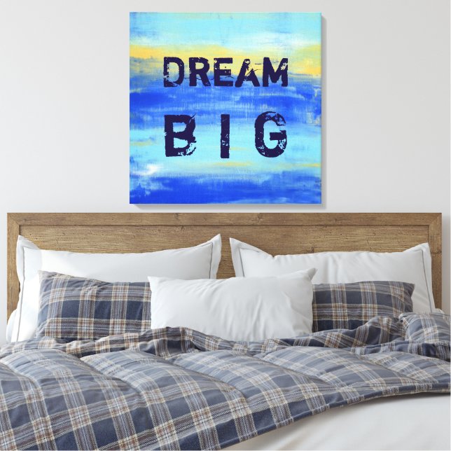 Dream Big - Blue Turquoise Nautical Abstract Art Canvastryck (Insitu (sovrum))