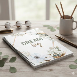 Dream Big Boho Chic Pampas Grass inspiring Quote Anteckningsbok