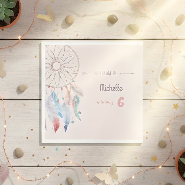 Dream Big Boho Dreamcatcher Birthday Pappersservett (Skapare uppladdad)
