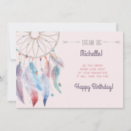 Dream Big Boho Dreamcatcher Grattis på födelsedage Kort