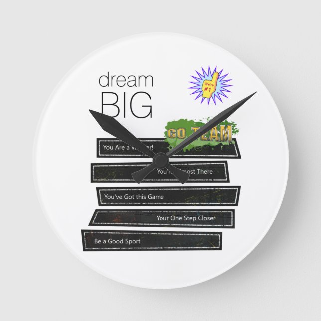 Dream Big Clock Rund Klocka (Framsida)