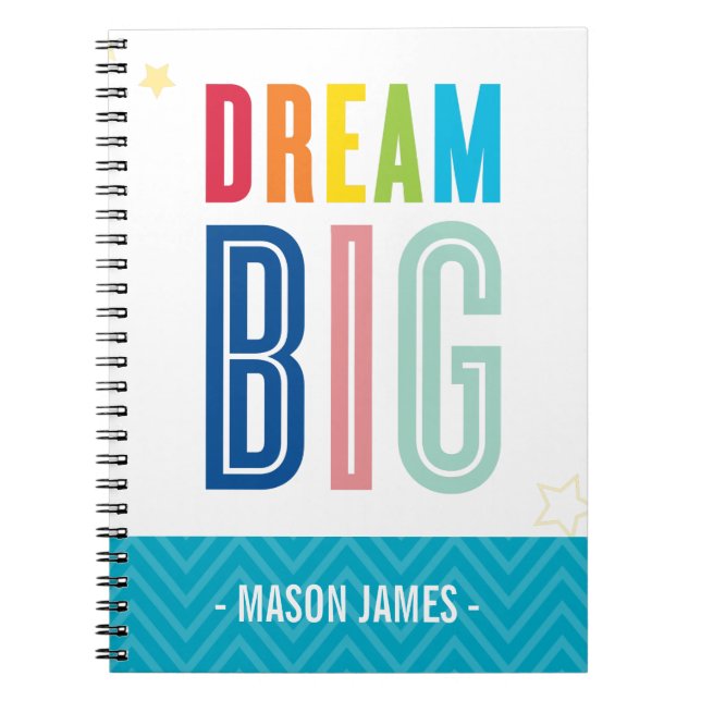 DREAM BIG coola typografi ljusa färger Anteckningsbok (Framsidan)