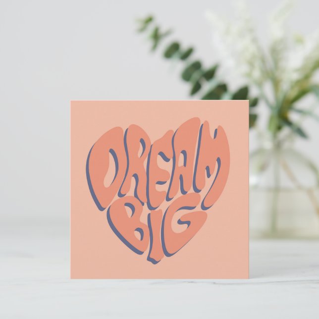 Dream Big: Coral and Apricot Motivational Advice Julkort (Stående Fram)