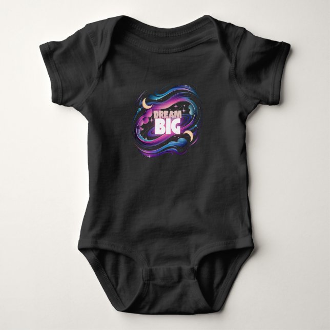 Dream Big - Cosmic Galaxy Baby Bodykostym T Shirt (Framsida)